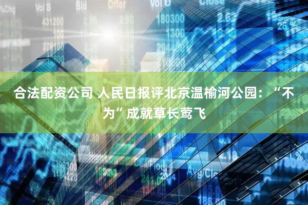 合法配资公司 人民日报评北京温榆河公园：“不为”成就草长莺飞